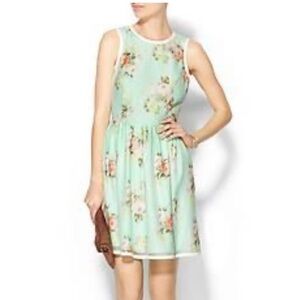 Piperlime Collection NWT Mint Green Floral Fanfare Sleeveless Mini Dress